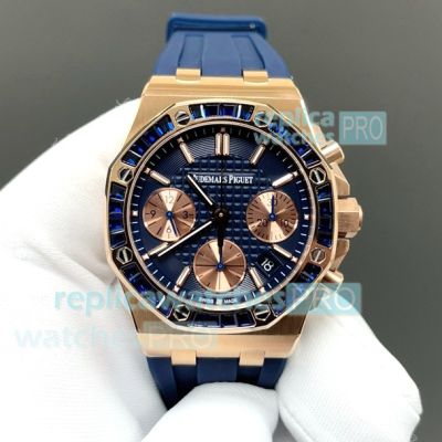 Swiss Copy Audemars Piguet Royal Oak Offshore 37 Blue Diamond Ladies Chronograph Watch 